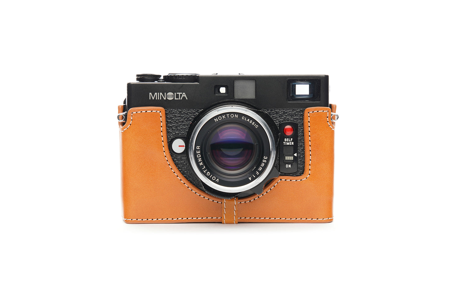 Genuine leather leather half case for Minolta CLE