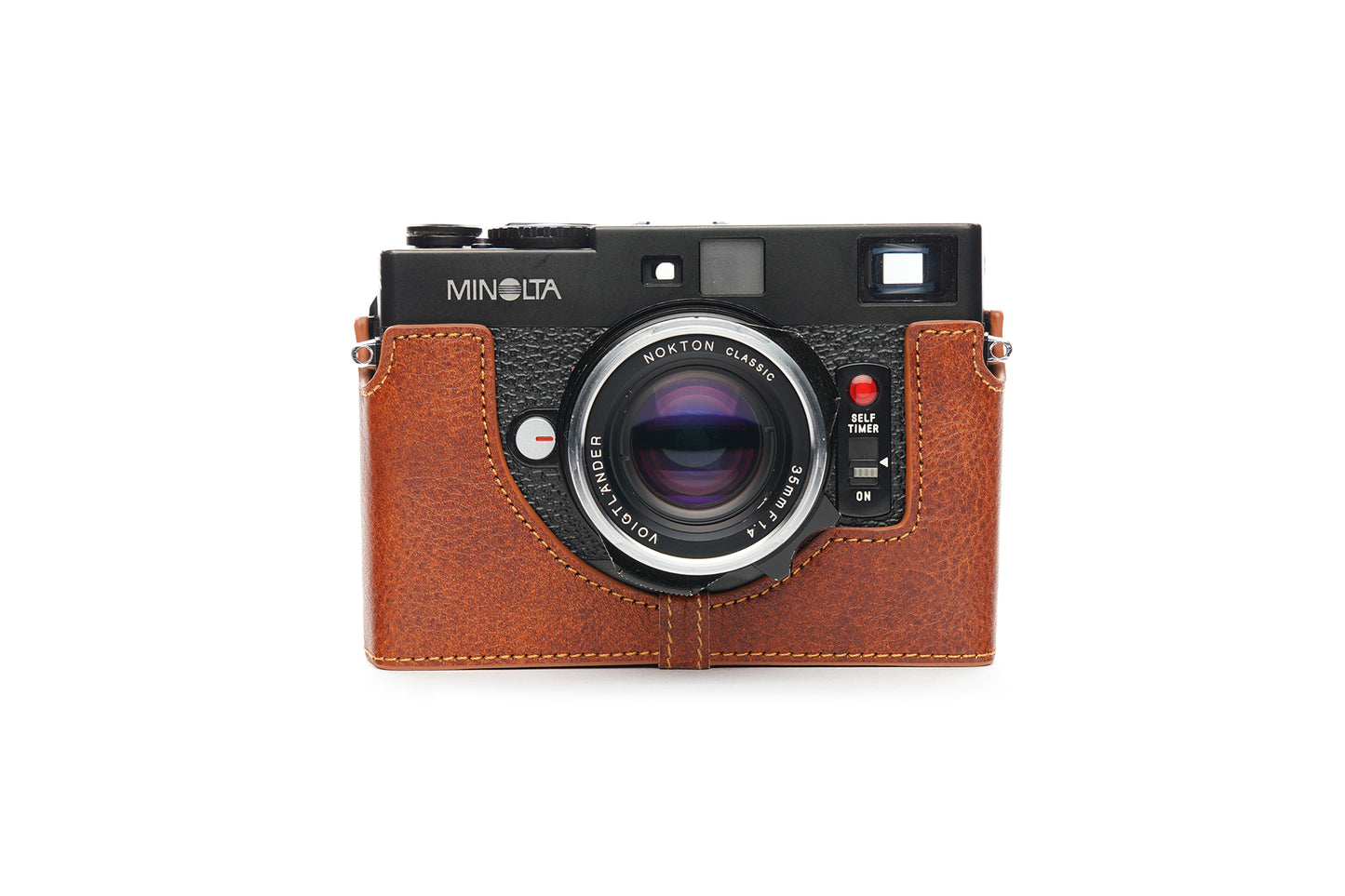 Genuine leather leather half case for Minolta CLE