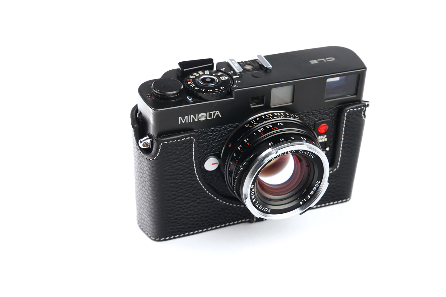 Genuine leather leather half case for Minolta CLE