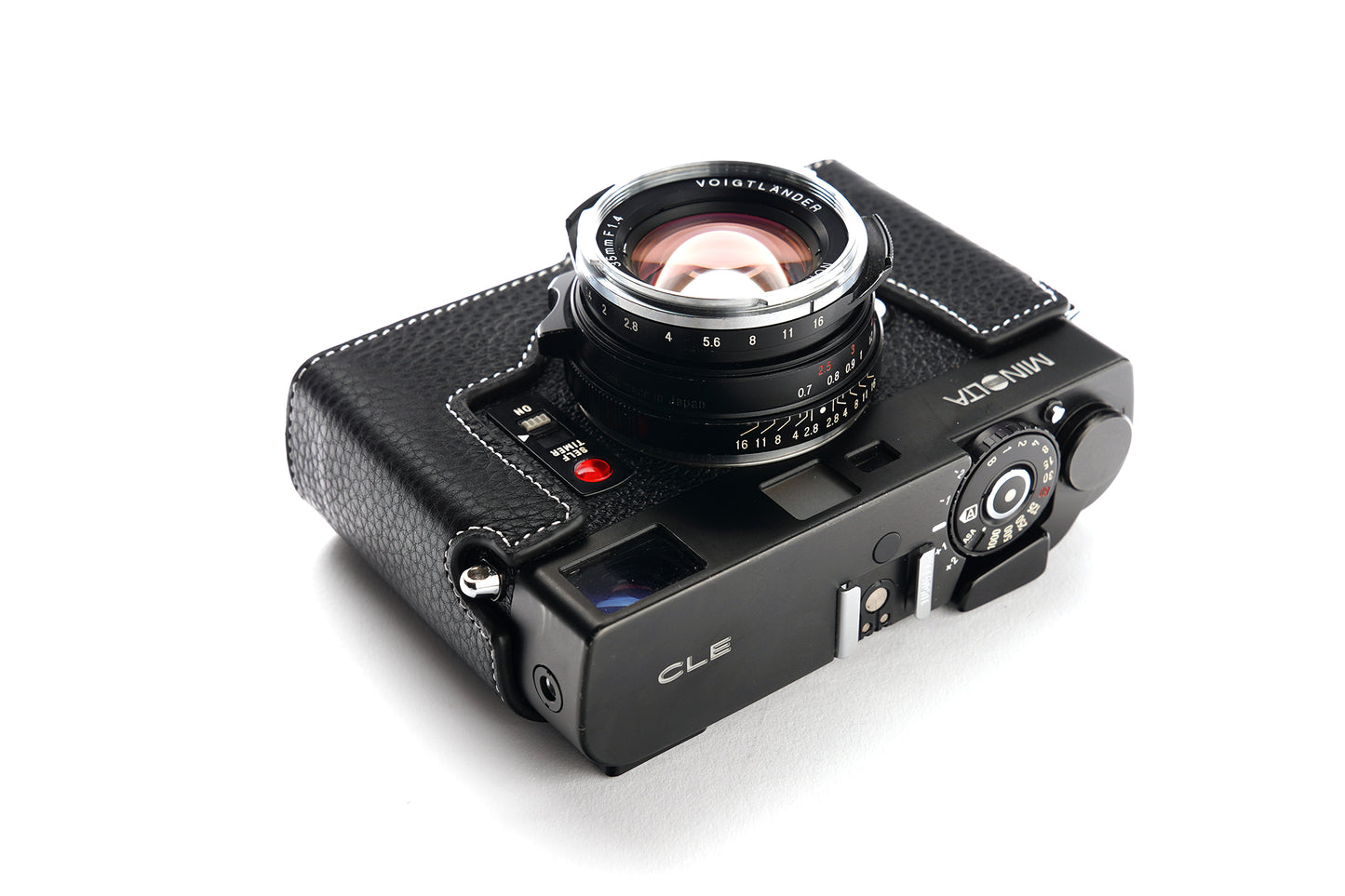 Genuine leather leather half case for Minolta CLE