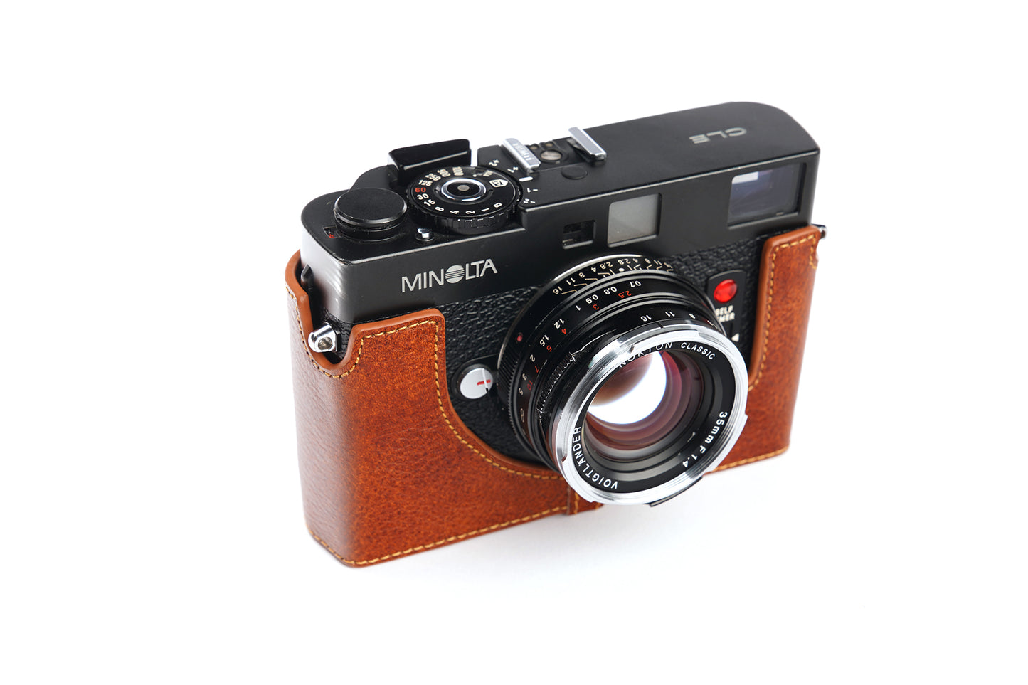 Genuine leather leather half case for Minolta CLE