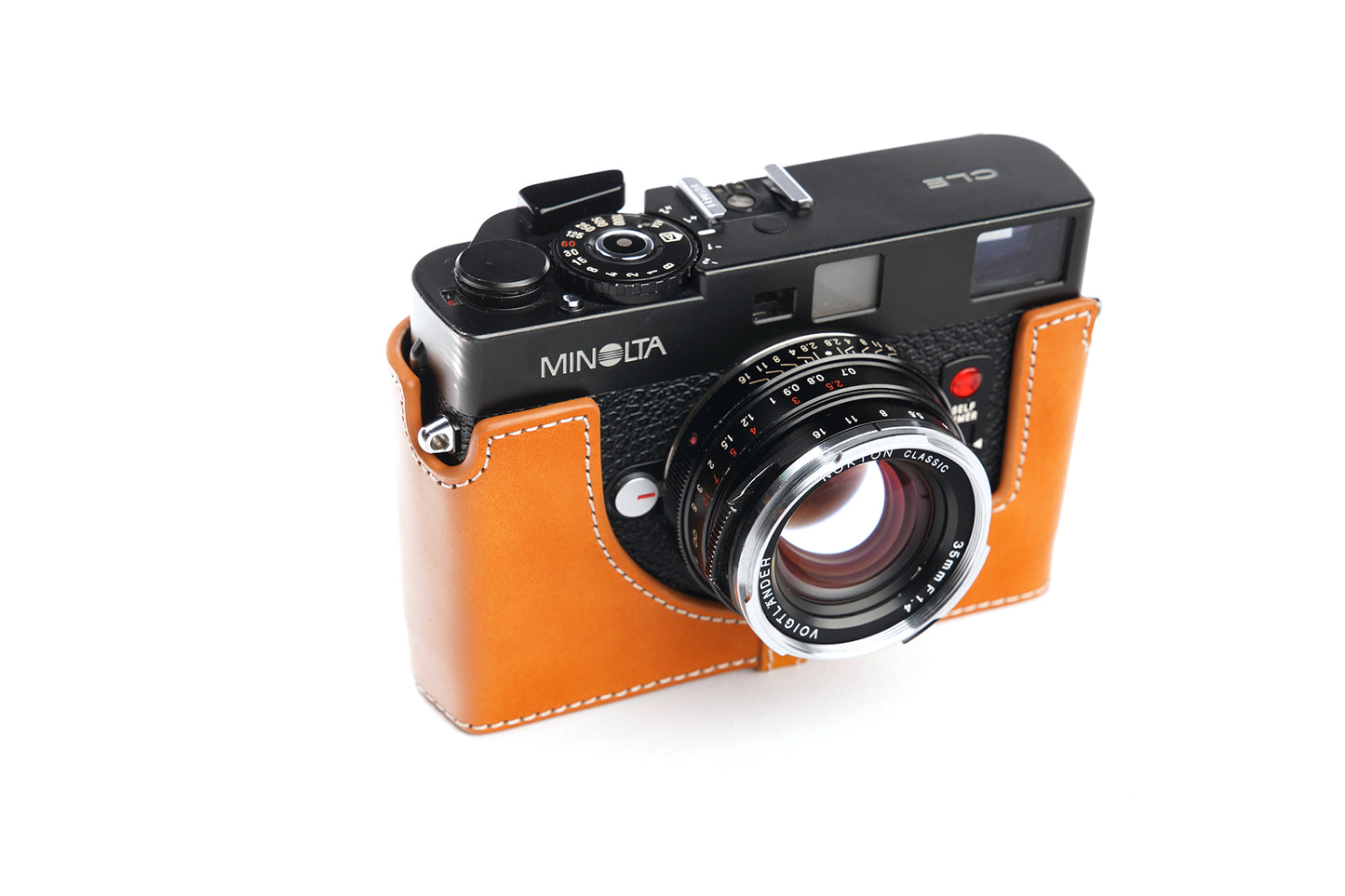 Genuine leather leather half case for Minolta CLE