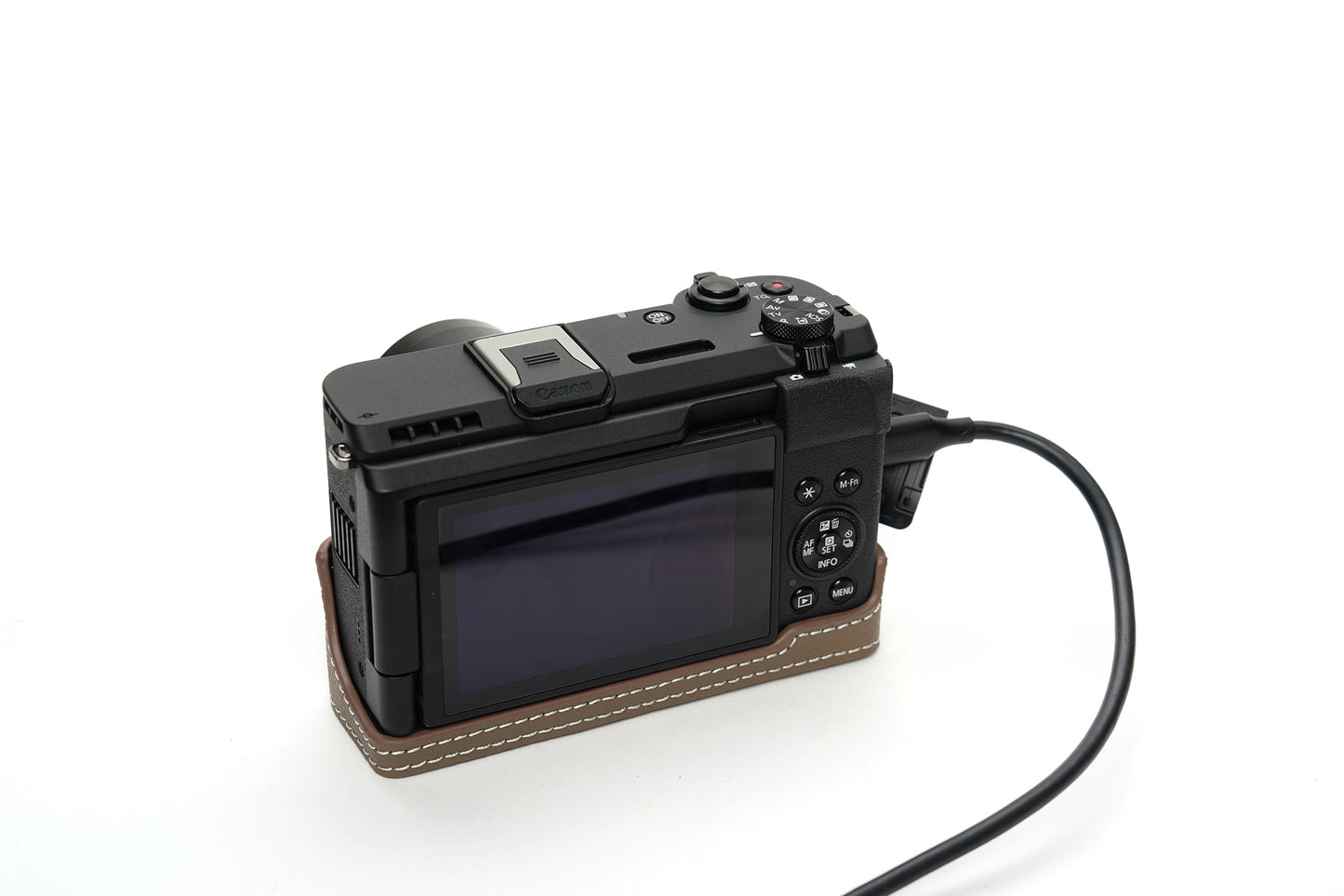 Epsom leather half case for Canon PowerShot V1